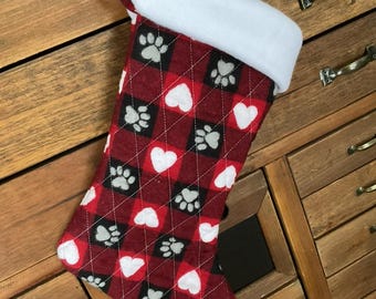 Dog Lover Christmas Stocking, Pet Stocking, Personalized Pet Christmas Stocking, Animal Stocking, Fast Shipping, Paws, Puppy, Cat Stocking