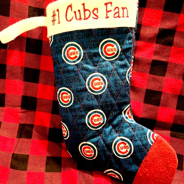 Cub Christmas Stocking, Cub Fan, Personalized Stocking, North Sider Fan, Chicago Cub Fan, Xmas Stocking, Fast Shipping, Cubbies Stocking