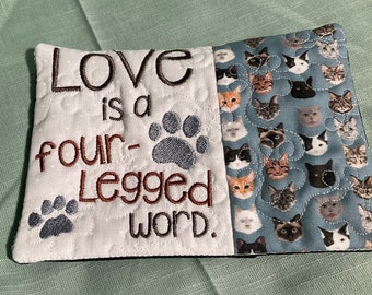 cat lover mug rug, calico cat coffee mug rug, mug rug, gift for pet lover, cat, mug rug, drink coaster, coaster, kitten mug rug, feline cats