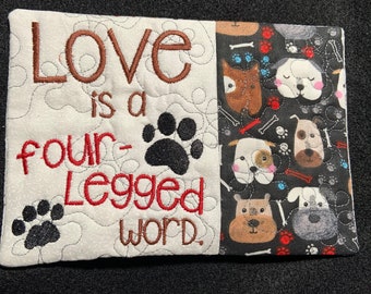 Gift Under 20, dog lover mug rug, pet theme coffee mug rug, mug rug, gift for pet lover, dog, mug rug, drink coaster, coaster, puppy mug rug