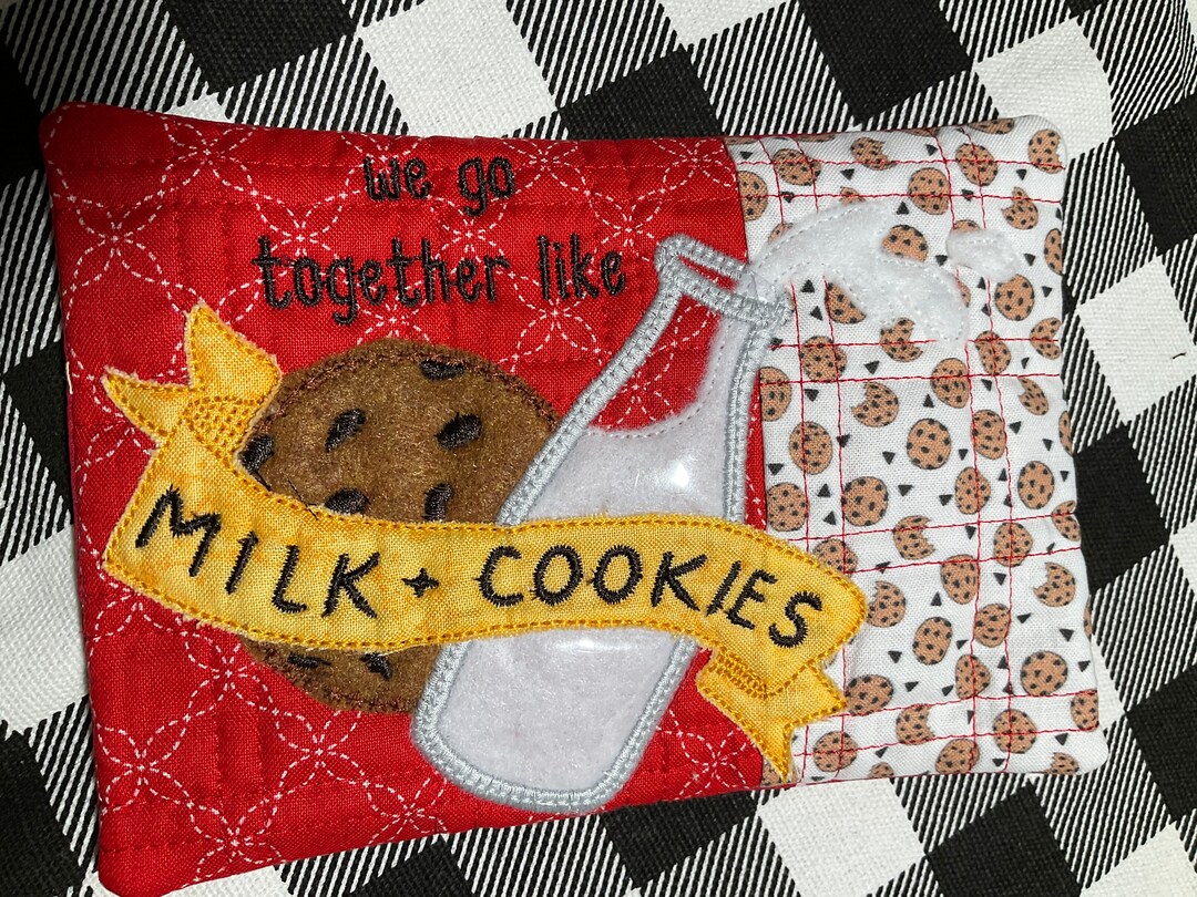 Cookies and Milk Mug Rug, Mug Rug, Coffee Mug Rug, Coaster, Gift Under