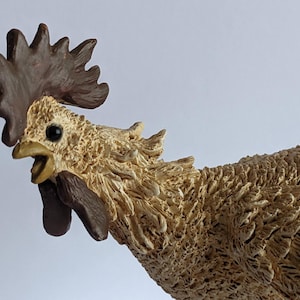 Rooster Figurine, Pete Apsit, Hand Painted Resin, Farmhouse, Rustic Country Kitchen, Cottage Decor