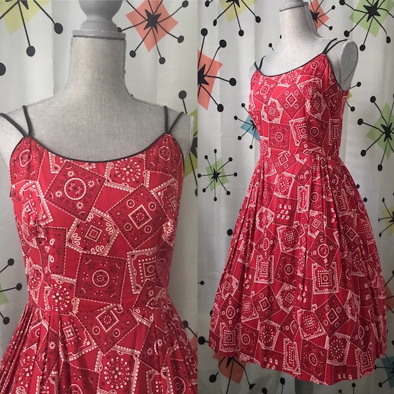 1950s Red Bandana Swing Dress