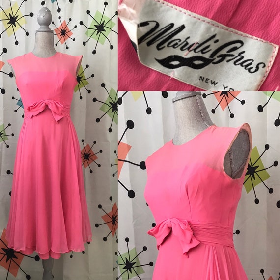 1960s Bubblegum Chiffon Dress by Mardi Gras