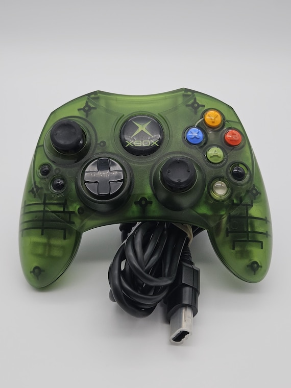 OEM Translucent Green Original Xbox Controller S w/ Breakaway Cable - Cleaned, Tested, Working
