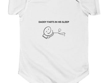 Daddy Farts in His Sleep Infant Bodysuit, Funny Baby Onesie, New Dad Gift, Baby Shower Outfit, Family Humor