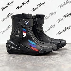 BMW Motorrad Stövlar, Svarta Läderracingstövlar, Motorcykelskor, Motorcykelutrustning