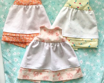 Doll Dress - Light Pink - Pinafore - Bunny Doll - Rabbit Ragdoll - 100% Cotton - Reversible Dress - Pretend Play - For 15 Inch Doll