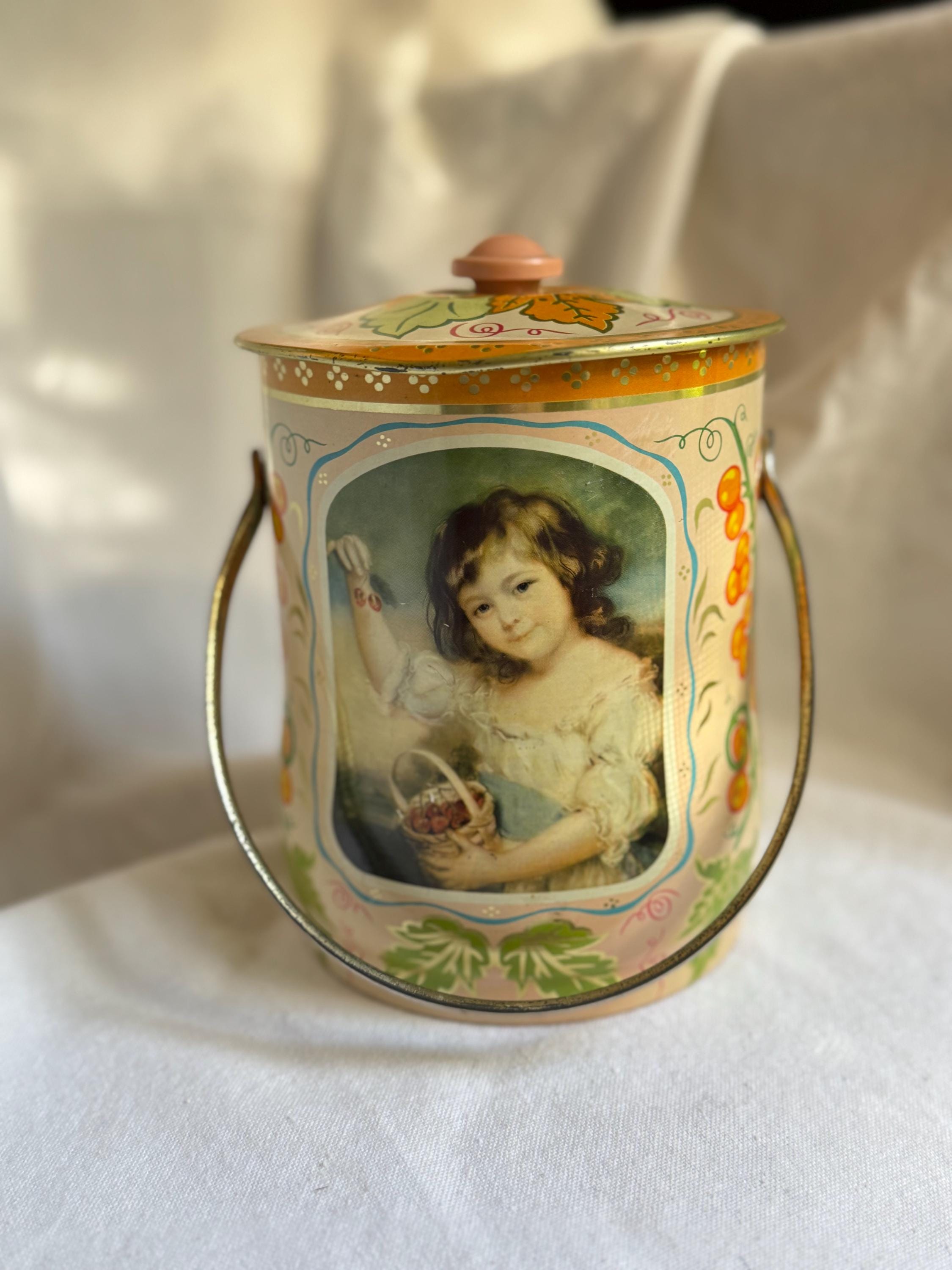 Vintage Handled Tin Basket - Etsy