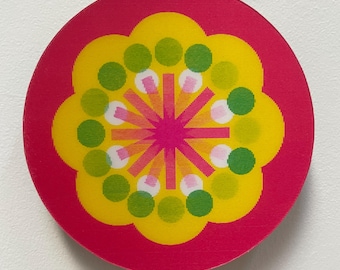 Handmade Lenticular Yellow Red and Green Dots