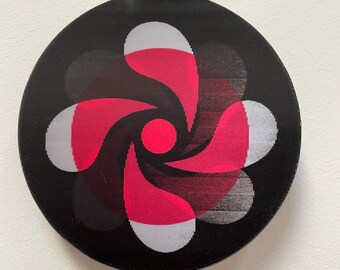 Handmade Lenticular Black and Red Swirl Graphic