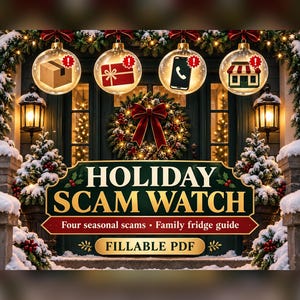 Holiday Scam Checklist for Seniors: Gift Card, Delivery Text and Charity Scam Warning Signs, 7-Page Fillable PDF