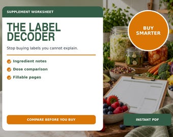 Supplement Label Reading Guide and Comparison Worksheet, Fillable PDF
