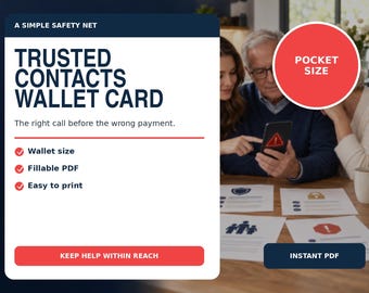 Emergency Contact Wallet Card for Elderly Parents, Fillable PDF