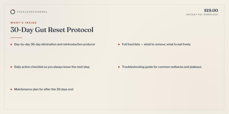 30-dagars Gut Reset-protokoll, guide till elimineringsdiet, lindring av IBS-uppblåsthet (digital nedladdning) bild 2