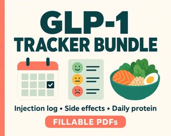 GLP-1 Tracker Bundle: Injection Log, Side Effects and Daily Protein, Fillable PDFs