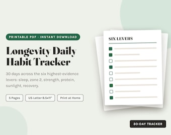 30-Day Wellness Habit Tracker: Sleep, Exercise and Daily Routine, Printable PDF