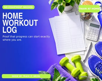Home Workout Log | No Equipment Bodyweight Tracker (Instant Download PDF)