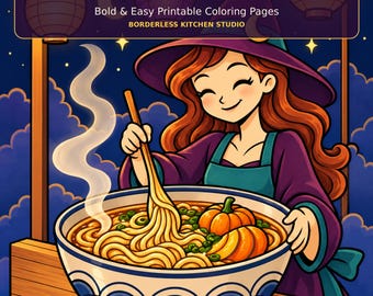 Halloween Coloring Pages: 12 Bold and Easy Spooky Food Scenes, Printable PDF