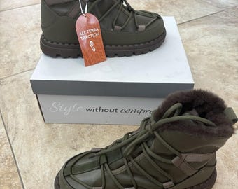 Jambu Nora Water Resistant Winter Boots Olive Faux Fur Women’s Size 9 New Box