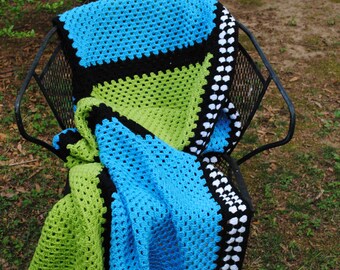Afghan, Colorblock, Throw Blanket, Bedspread, Crochet, Checkered