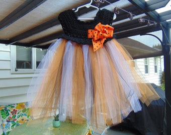 Little Girls Empire Waist Dress, Tulle Dress, Halloween Dress, Tu-Tu Dress, Halloween Costume