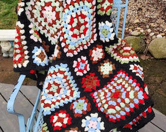 Afghan, Granny Square Afghan, Lap Blanket Crochet Blanket