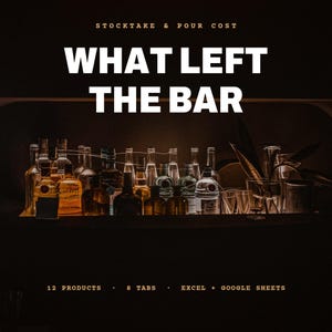 Bar Stocktake & Pour Cost Spreadsheet | Pub Inventory, Variance Analysis (Excel, Google Sheets)