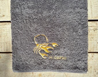 Zodiac Embroidered Hand Towel: Personalized Cotton Gift