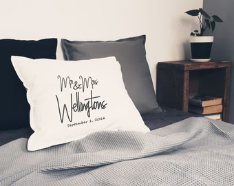 Funda de almohada bordada personalizada con monograma/Decoración bohemia para el hogar, regalo de boda, monograma familiar