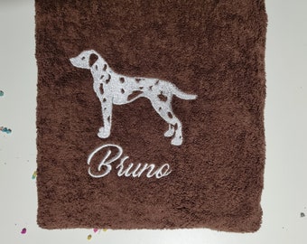 Toalha personalizada para cachorro dálmata: bordado personalizado, 100% algodão