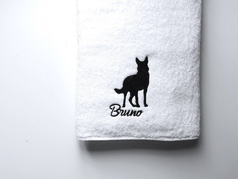 Pet acessories dog towel personalized embroidery dog's name on towel
german shepherd