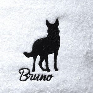 GERMAN SHEPHERD Custom Embroidery Dog Towel / Personalized Name Dog Breed Towel / Initials Pets Name / Maroon Navy Gray White Beige Towel image 2