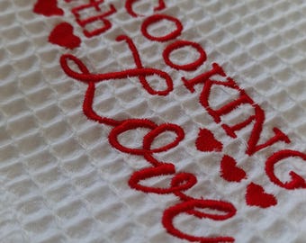 Pano de prato waffle bordado personalizado: decoração de algodão personalizada