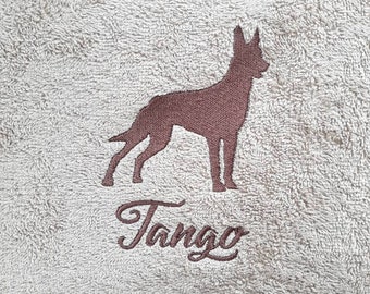 BELGIAN MALINOIS Custom Embroidery Hundetuch / Personalisiertes Name Hunderasse Handtuch / Initialen Name / Kastanienbraun Marine Grau Weiß Beige Braun Handtuch