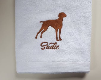 Toalha para cachorro Vizsla, com nome bordado personalizado, 100% algodão.