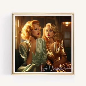 Old Hollywood Starlet Art, 1950s style picture, Blond bombshell photo, Ai glam art, Vanity decor, salon art, Old Hollywood style picture