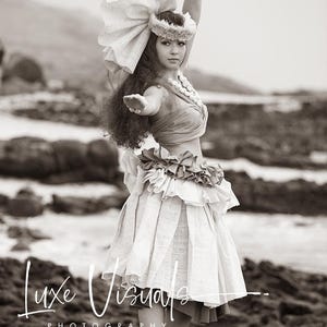 Hula Kahiko Photography, Hula Kahiko picture, Hawaiian hula photo poster, beach ocean art, hula girl, sepia, Hawaiian hula girl art