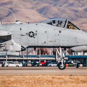May include: A gray and white A-10 Thunderbolt II aircraft with a pilot in the cockpit. The aircraft is on the ground with its landing gear down. The aircraft has a star on the side and the number "164" on the tail.