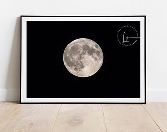 Full Moon photography, full moon detailed picture, moon and black night art, full moon art, office decor, space art, full moon picture