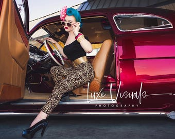 Pinup Girl photography, Pin up girl poster, mancave art, modern rockabilly girl style, Vintage fashion art, garage art, retro model