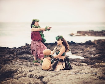 Hula Kahiko Dancers, Hawaiian Islands, Hawaii Photography, Hula Art, Beach photo