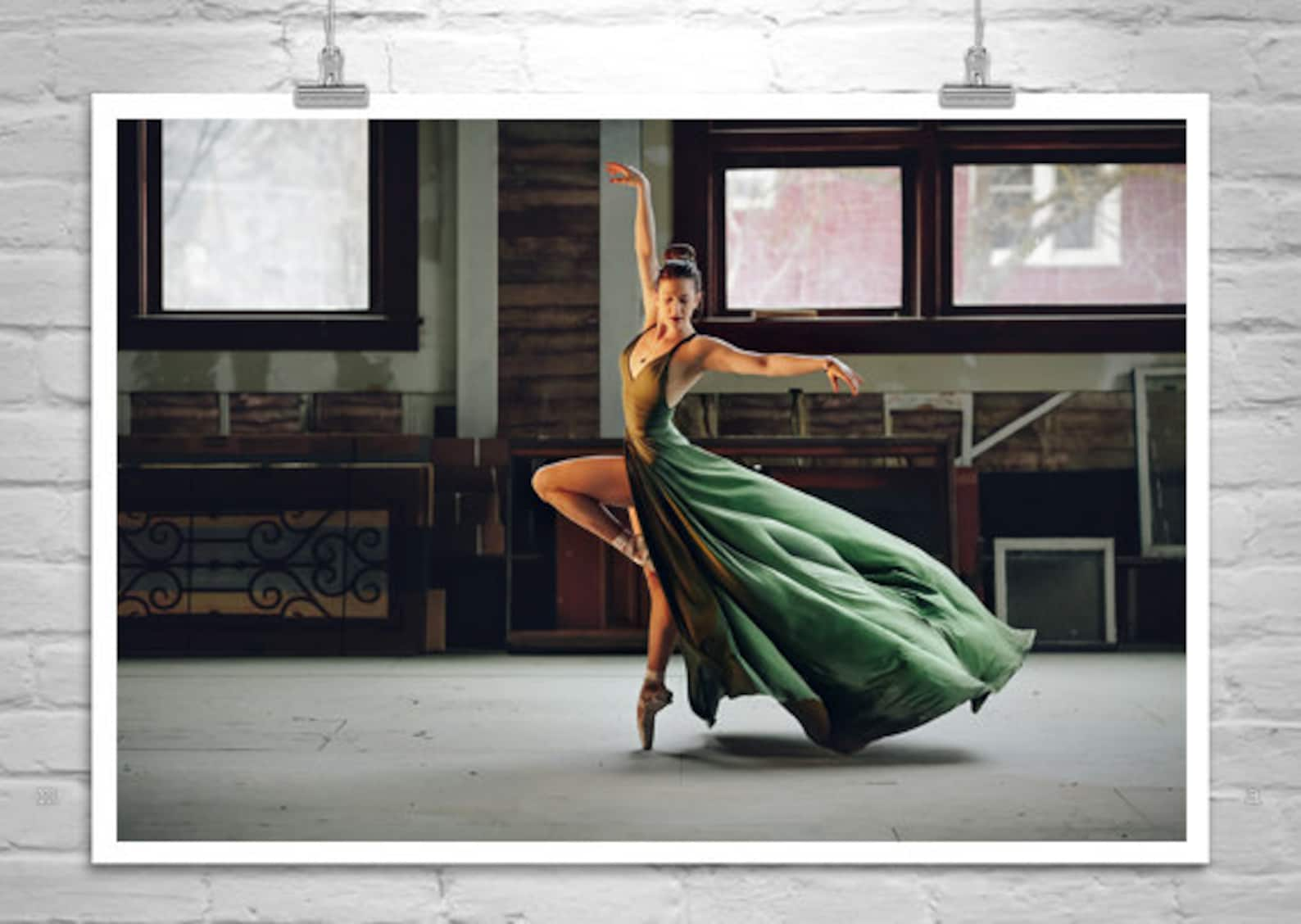 ballet art girls room, green dress picture, ballet idaho ballerina, dancer dance poster, pointe shoe on point decor