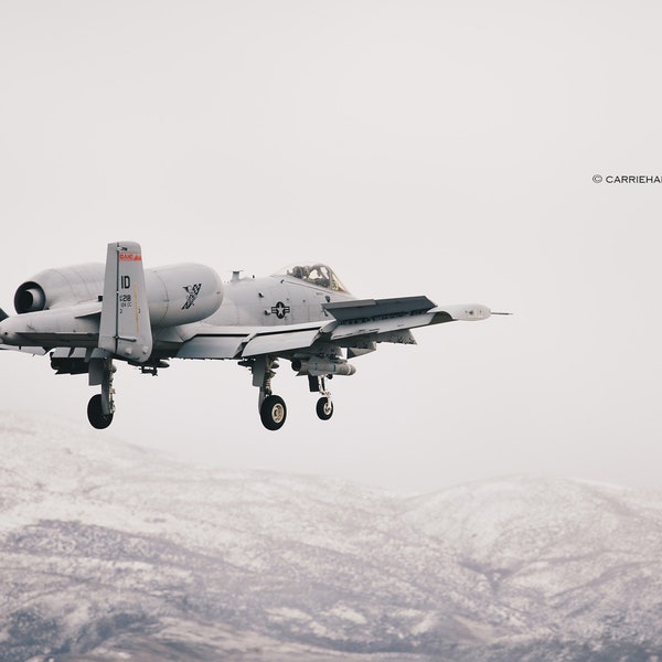 A10 Warthog Landing in the snow, attack jet poster, Military aviation photography, Boise Idaho Air Force, Gifts for him, Wart hog poster