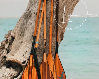 Hawaiian Wooden Canoe Paddles, Hawaii Art Beach Paddle Photography