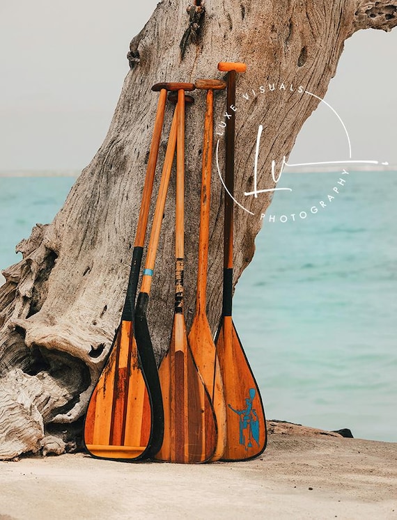 Hawaiian Wooden Canoe Paddles, Hawaii Art Beach Paddle Photography