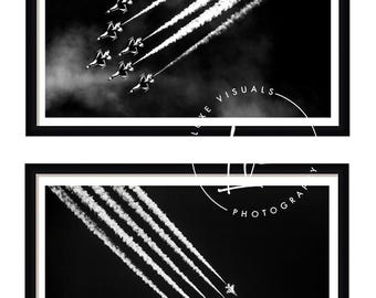 USA Thunderbirds photo, F16 Thunderbirds wall art, black and white photography, military aviation, patriotic home decor, boys room art