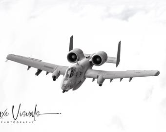 A10 Warthog photo, military attack jet poster, Aviation photography, boy's room poster, office wall art, gifts for him, black and white A10