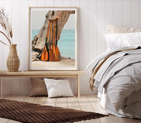 Hawaiian Wooden Canoe Paddles, Hawaii Art Beach Paddle Photography