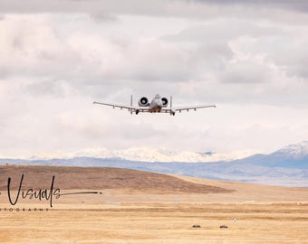 A10 Warthog picture, A10 fighter jet flying low, military plane photography, gifts for veteran, attack jet, A10 Warthog poster, office art